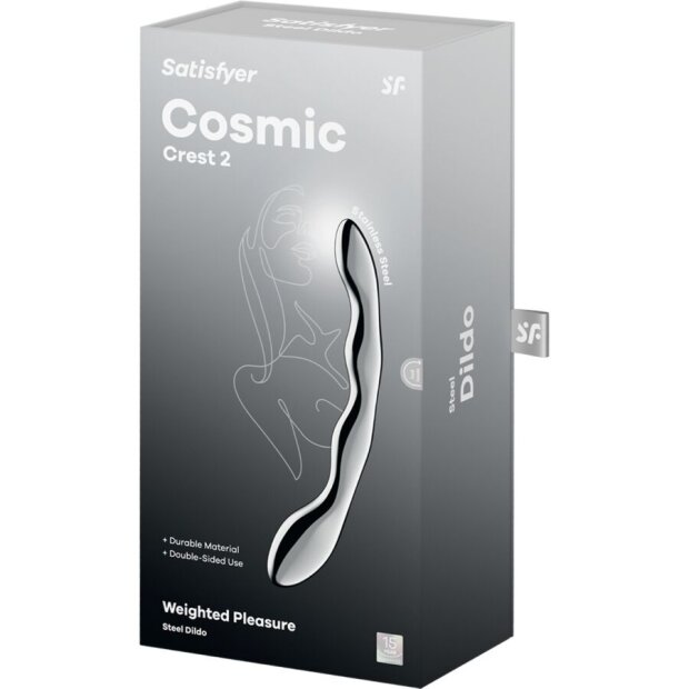 Satisfyer Cosmic Crest 2 godemichet double en acier inoxydable Argent
