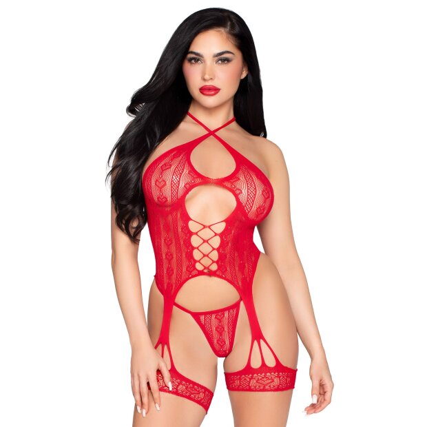 Leg Avenue Ensemble Cami Porte-Jarretelles et String Rouge Taille Unique