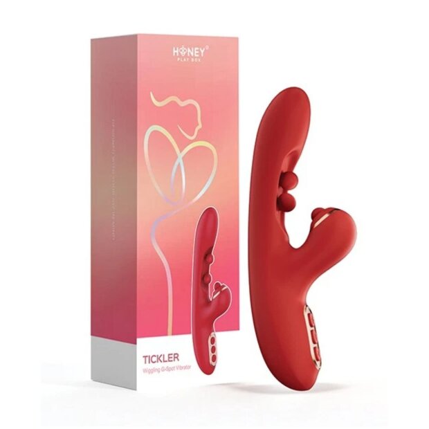 HoneyPlayBox Tickler Wiggling Tapping Vibrator Red