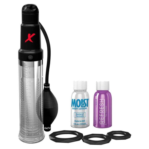 Pipedream PDX ELITE Suck-N-Pump Stroker Penis Pumpe Transparent Schwarz 33 cm ⌀ 4,8 cm