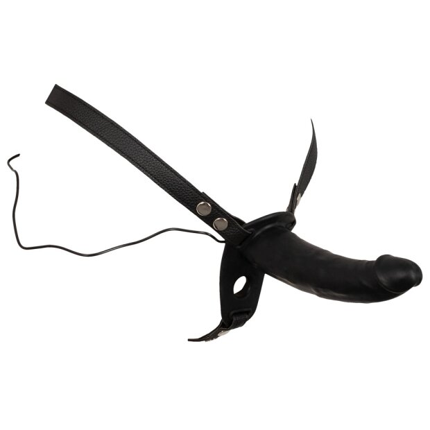 Excellent Power Vibrating Double Dildo Harness Strap-On Schwarz 17 cm ⌀ 3-4,3 cm Taille 78-108 cm