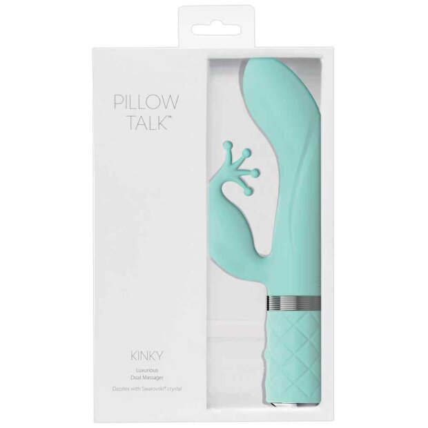 Pillow Talk Kinky Dual Vibrator mit Klitorisstimulation Türkis 21,5 cm ⌀ 3,7 cm