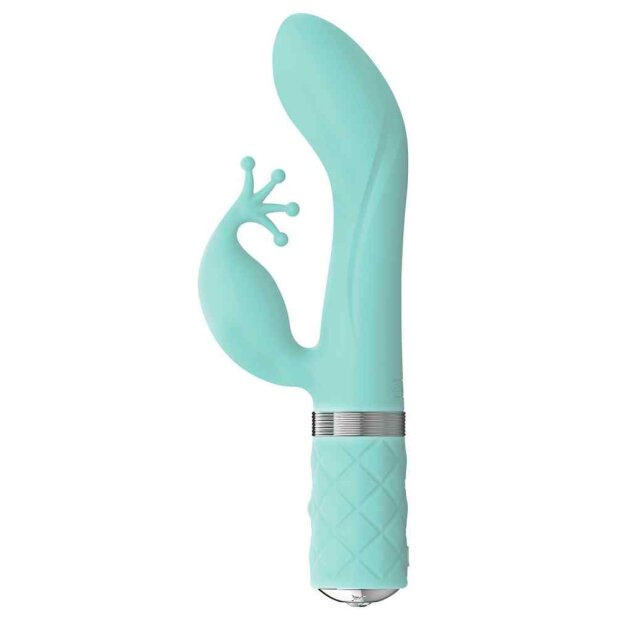Pillow Talk Kinky Dual Vibrator mit Klitorisstimulation Türkis 21,5 cm ⌀ 3,7 cm