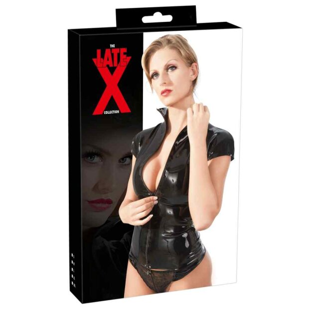 Latex Shirt mit Reißverschluss schwarz XS