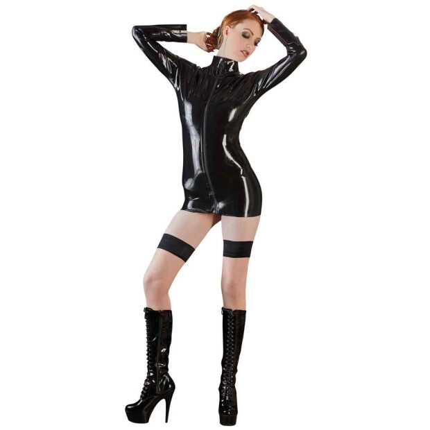 Latex Shirt zip black XL