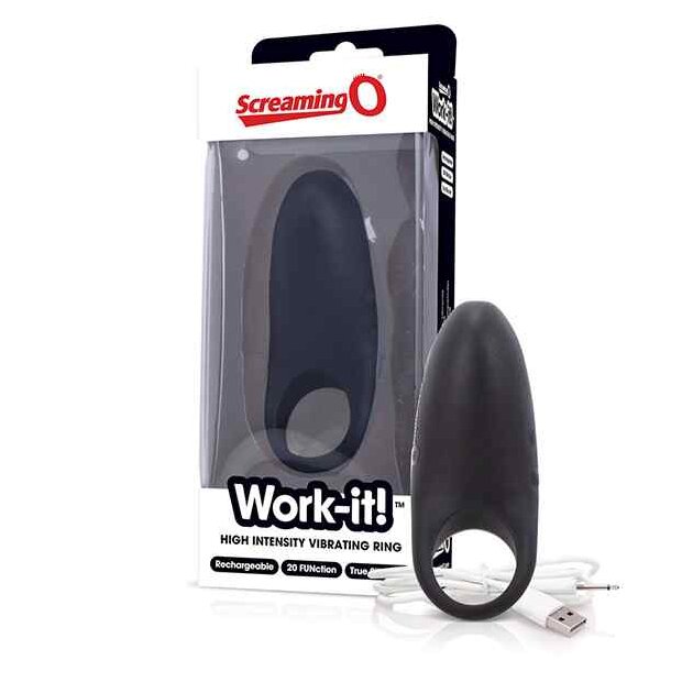 The Screaming O Work-it! Vibrating Ring Penisring Schwarz