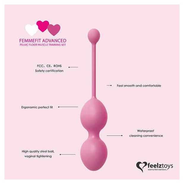 FeelzToys FemmeFit Advanced Pelvic Muscle Training Set Liebeskegel Pink ⌀ 3,5 cm