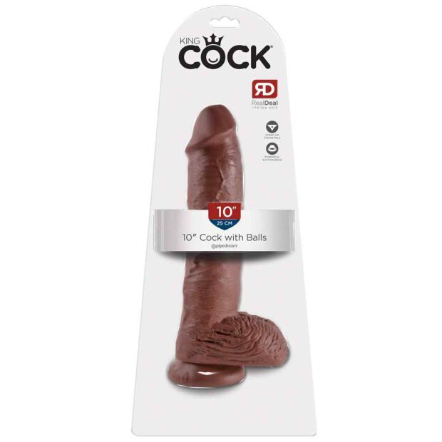 King Cock 10 Cock with Balls Brown