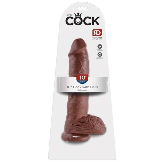 King Cock 10 inch Balls Brown