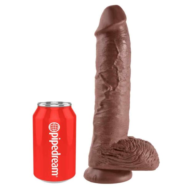 King Cock 10 inch Balls Brown