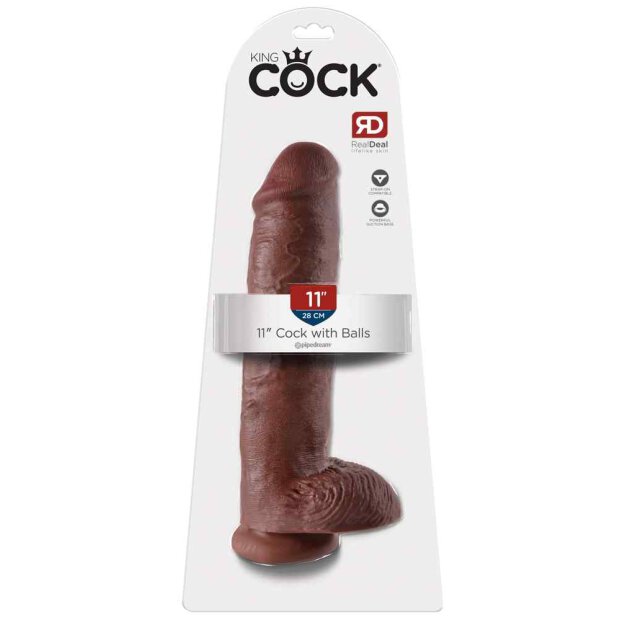King cock 11 Cock with Balls Brown