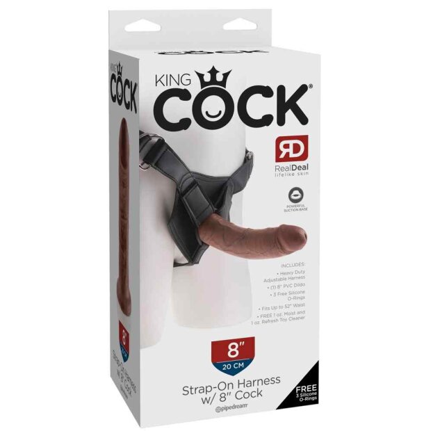 King Cock Strap-on Dildo Braun 20 cm ⌀ 4,6 cm Taille 132 cm