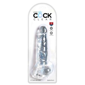 King Cock Cock with Balls Dildo Transparent 22 cm