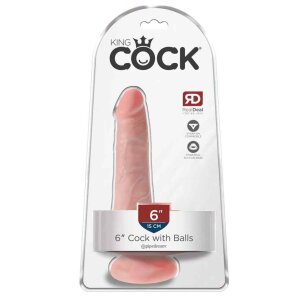 King Cock Dildo with Balls Realistisch Beige 15 cm
