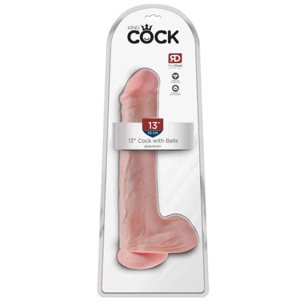 King Cock with Balls Dildo Beige 33 cm