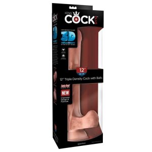 King Cock Triple Density Cock with Balls Dildo Beige 33 cm