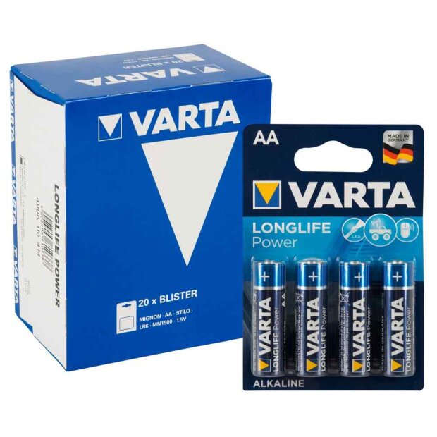 VARTA Batterie AA Zubehör Blau AA 20x 4er Pack