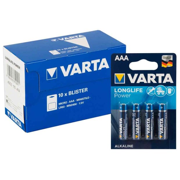 VARTA Batterie Zubehör Blau AAA 10x 4er Pack
