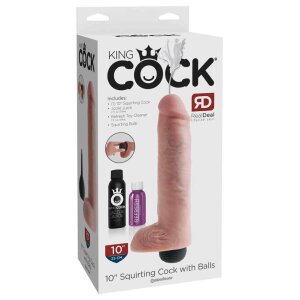 King Cock Squirting Cock with Balls Dildo Beige 25 cm