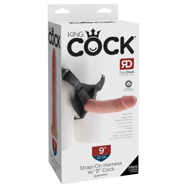 King Cock Strap-on Harness with Cock Strap-On Beige 22,5 cm ⌀ 5,3 cm Taille 132 cm