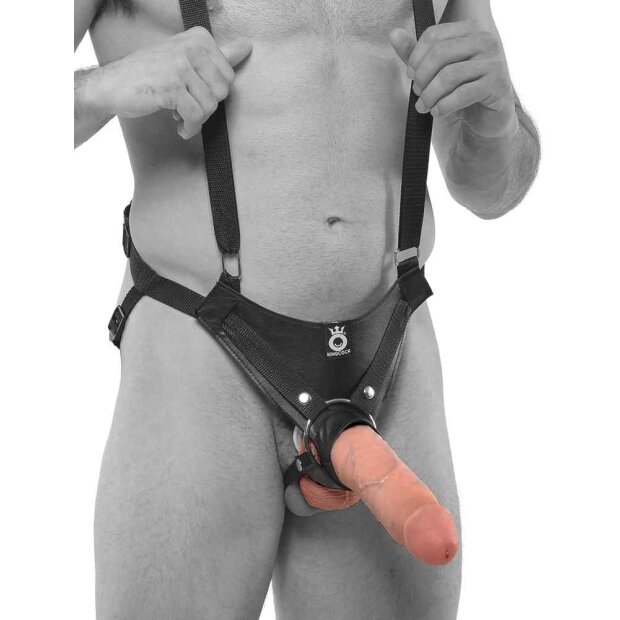 King Cock Hollow Strap-On Suspender System Schwarz 25 cm