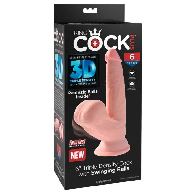 King Cock 6 Triple Density Cock with Swinging Balls
