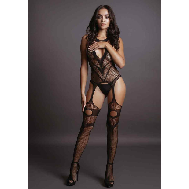 Suspender Bodystocking Black One Size