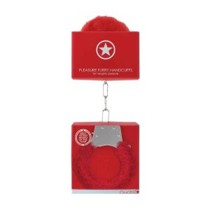 Pleasure Handcuffs Furry - Red