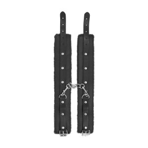 Ouch! Plush Leather Ankle Cuffs - Black