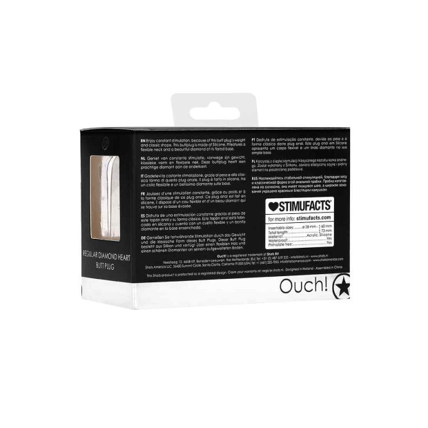 Diamond Heart Butt Plug - Regular - Black