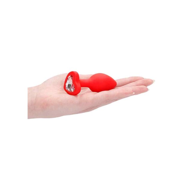 Shots - Ouch! Diamond Heart Butt Plug Regular Analplug Rot ⌀ 2,8 cm