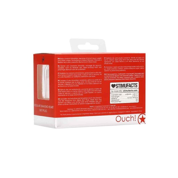 Shots - Ouch! Diamond Heart Butt Plug Regular Analplug Rot ⌀ 2,8 cm