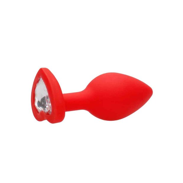 Shots - Ouch! Diamond Heart Butt Plug Regular Analplug Rot ⌀ 2,8 cm