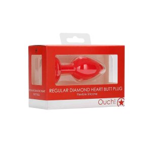 Diamond Heart Butt Plug - Regular - Red