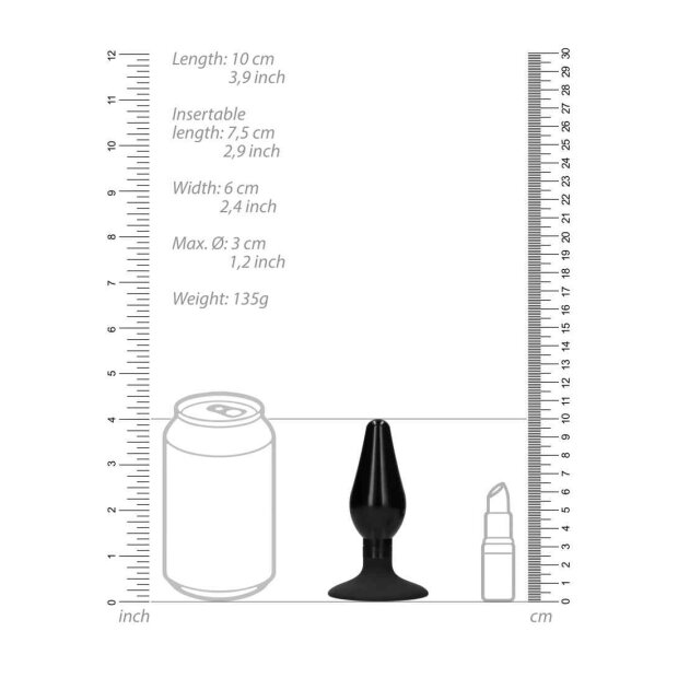 Interchangeable Butt Plug Set - Rounded Medium - Black