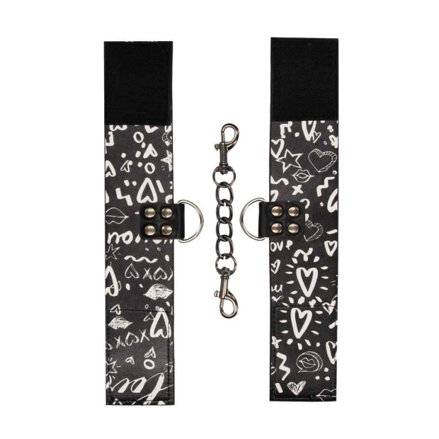 Printed Hand Cuffs - Love Street Art Fasion - Black