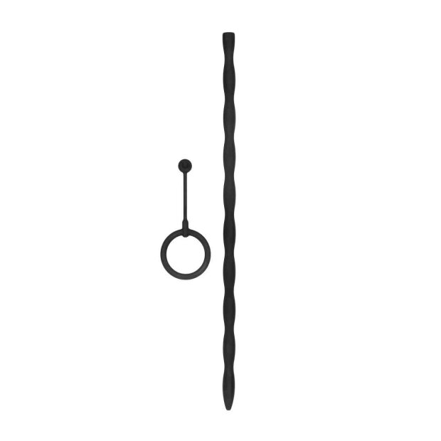 Silicone Plug & Cock Ring Set - Urethral Sounding - Black