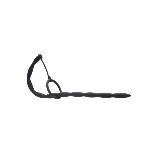 Silicone Plug & Cock Ring Set - Urethral Sounding - Black