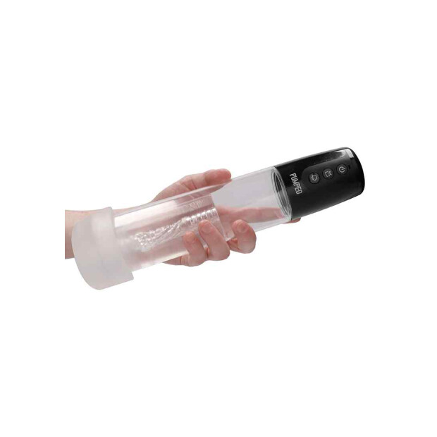 Shots Automatic Cyber Pump with Masturbation Sleeve Penis Pumpe Transparent 29,5 cm ⌀ 7 cm