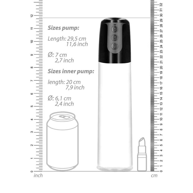 Shots Automatic Cyber Pump with Masturbation Sleeve Penis Pumpe Transparent 29,5 cm ⌀ 7 cm