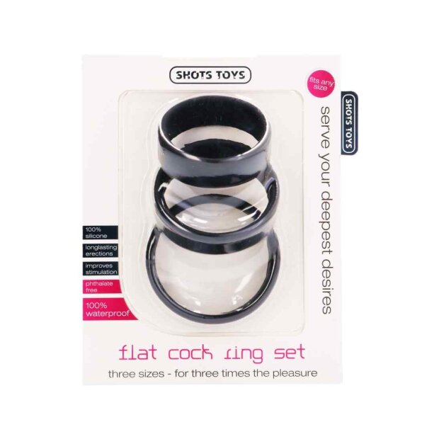 Flat Cock Ring Set  Black