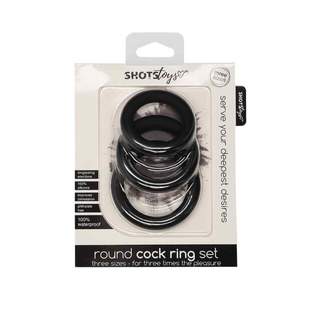 Round Cock Ring Set Black