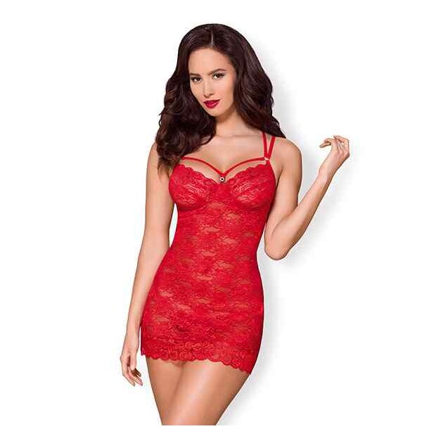 Obsessive Chemise & Thong Red L/XL