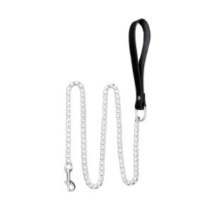 Chain Leash with Leather Handle