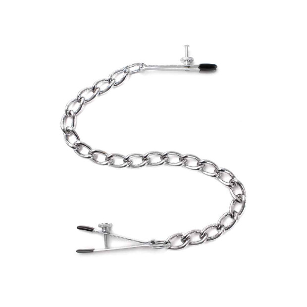 Kiotos Steel Nipple Clamps with Heavy Chain Nippelklemmen Silber