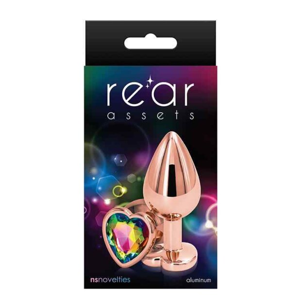 NS Novelties Rear Assets Rose Gold Heart M Rainbow Analplug Gold ⌀ 3,4 cm
