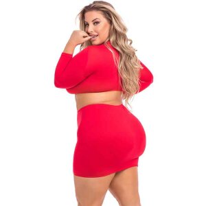 Stop & stare 2pc skirt set red, XL/3XL
