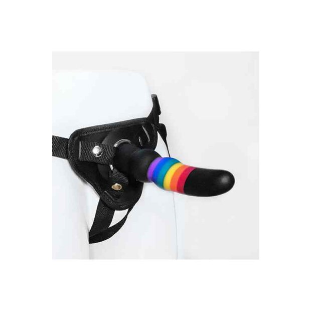 Pride Colourful Love Strap On Solid Dildo