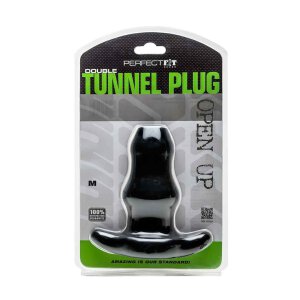 Double Tunnel Plug Medium Black 7 cm