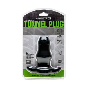 Double Tunnel Plug Large Black 8,9 cm